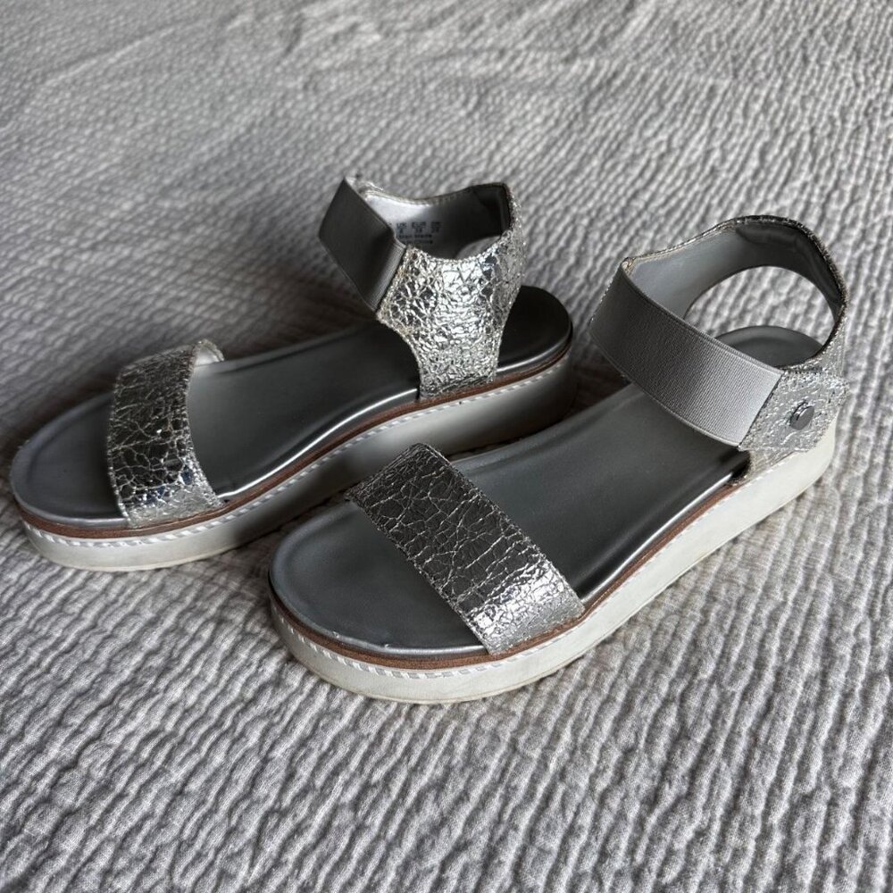 Franco Sarto Metallic Silver Platform Sandals